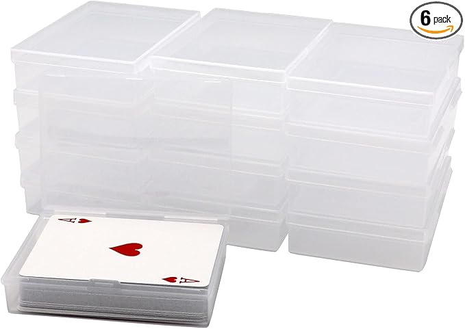SOSOHOME 6 Pack Playing Card Deck Boxes Fits Baseball Trading Cards, Gaming Cards, Empty Plastic Storage Box, Snaps Closed