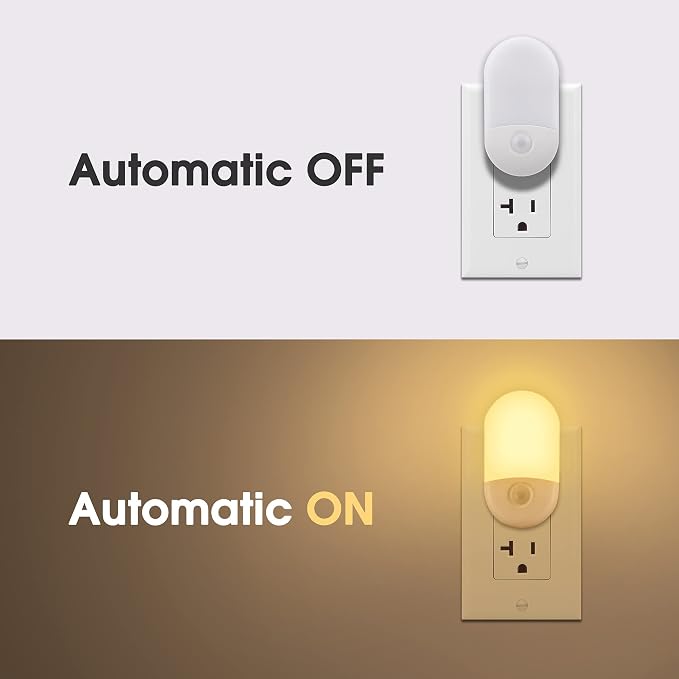 L LOHAS LED Night Lights Plug into Wall, [2 Pack] LED Dimmable Night Light with Light Sensors, 30/60LM Adjustable Brightness Nightlights, Soft White 3000K Automatic Night Light for Kid, Hallway