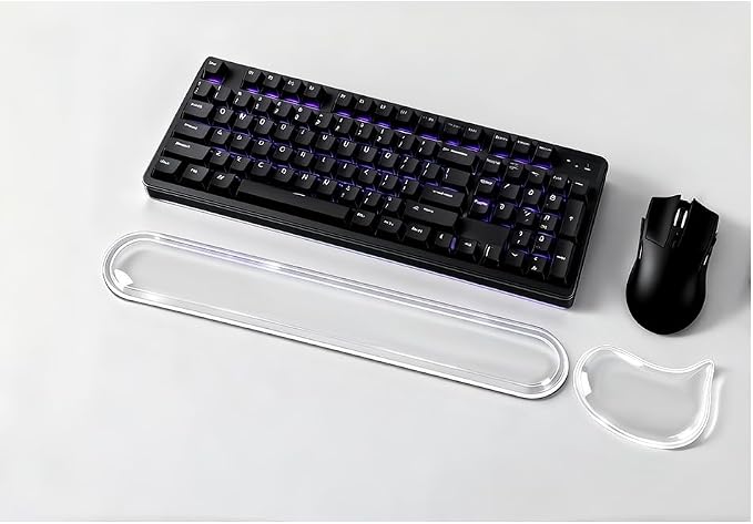 Clear Gel Keyboard Wrist Rest with Mouse Pad Wrist Support, Ergonomic Wrist Rest for Computer Keyboard and Mouse, Non-Slip Cooling Keyboard Pad for Office, Gaming & Laptop (Transparent)