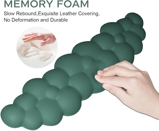 JIKIOU Upgrade Leather Cloud Wrist Rest for Keyboard and Mouse & Cup Pad | Wish Gift-Cute Cloud Shape, Comfortable and don’t Irritate to Skin, Non-Slip PU Base,Soft Memory Foam filled for Pain Relief