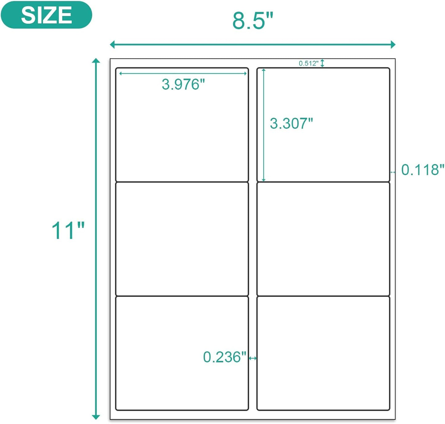 M Flabel 3¾ "" x 4 "" Shipping Address Labels - FBA Ready, 6-Up Sticker, White, Easy Peel, Laser/Ink Jet, 6 Per Page (21000 Labels, 3500 Sheets)