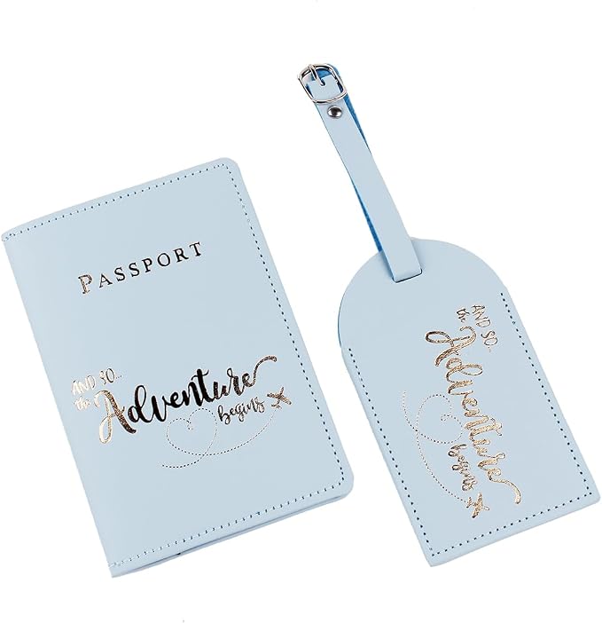 Belsmi Passport and Luggage Tags Set Travel Suitcase Tag (Blue)