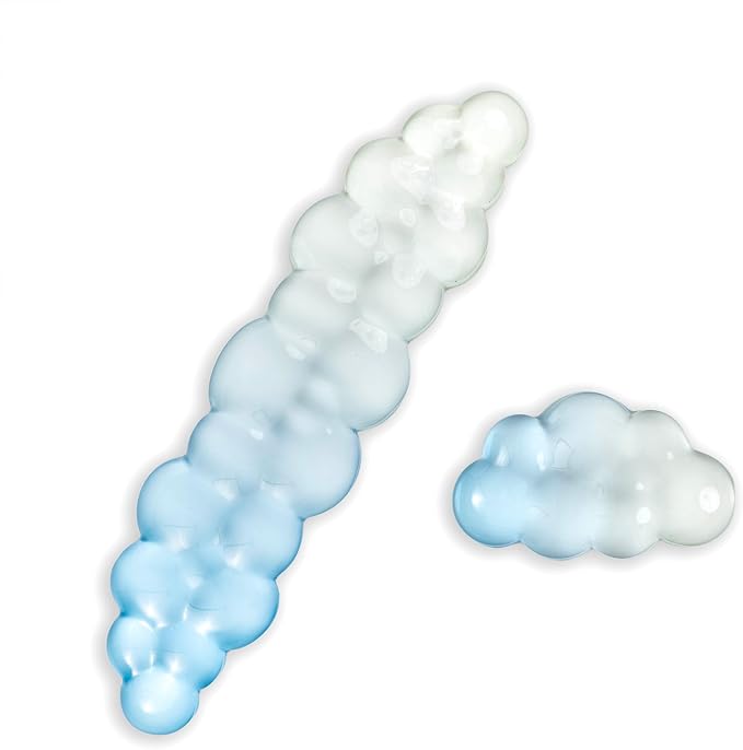 Ergonomic Gel Cloud Keyboard and Mouse Wrist Rest Set – Clear Wrist Rest for Computer Keyboard 60%/68%/75%, Comfort & Support for Typing and Gaming (White Blue)