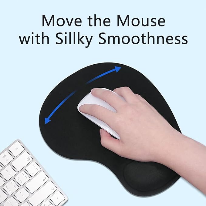 Ergonomic Mouse Pad with Wrist Rest, Gel Wrist Support Mousepad, Pain Relief Laptop Computer Mouse Pad, Non-Slip Mouse Pads for Office & Home (Black, 9.5 x 8.3 in)