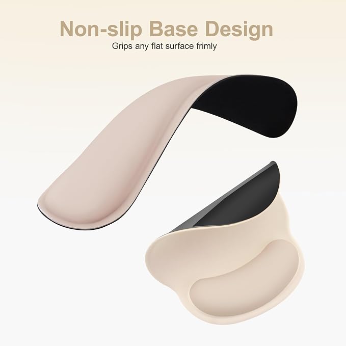 MOSISO Wrist Rest Support for Mouse Pad&Keyboard Set, Apricot | Streamline Ergonomic Mousepad&Coaster Non-Slip Base Home/Office Pain Relief&Easy Typing Pad with Soft Cloth&Silicone Lining
