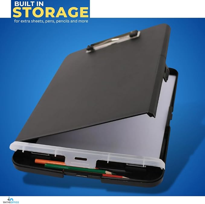 1InTheOffice Clipboard with Storage Box, Plastic Storage Clipboard, Black 2 Pack