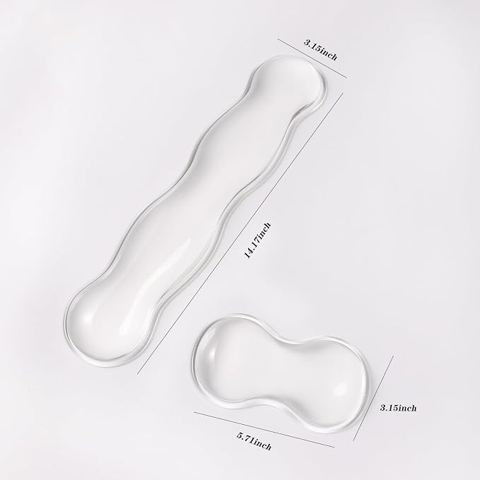 Sumgsn White Gel Wrist Rest Set, Clear Keyboard and Mouse Rest for 60%/75% | Ergonomic Wrist Rest, Relax Your Wrist, for Laptop Computer Office & Home