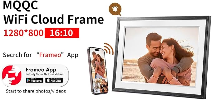 Frameo 10.1 Inch Digital Picture Frame，WiFi Electronic Frame，1280 * 800IPS HD Touch Screen， Smart Digital Photo Frame,32GB Storage, Wall Mountable, Share Instantly, Birthday Gifts for Women, Mom