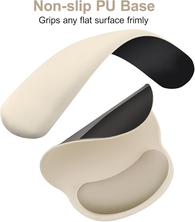 MOSISO Wrist Rest Support for Mouse Pad&Keyboard Set, Khaki | Circle Curved Ergonomic Mousepad Non-Slip Base Home/Office Pain Relief&Easy Typing Pad with Soft Cloth&Silicone Lining