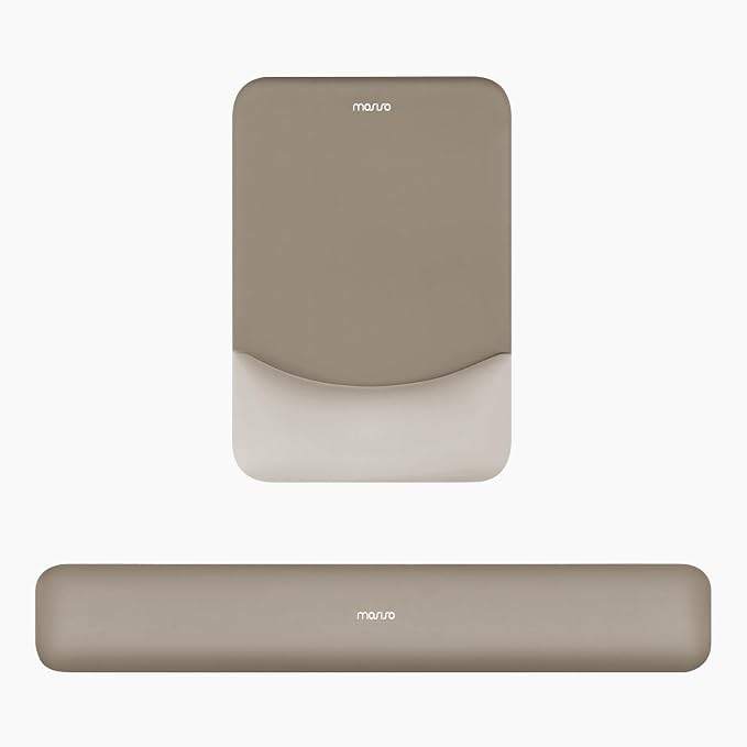 MOSISO Wrist Rest Support Mouse Pad & Keyboard Set, Bronze Brown | Rectangular Ergonomic Mousepad, Non-Slip Base, Home/Office Pain Relief & Easy Typing, Neoprene Cloth & Raised Silicone Lining