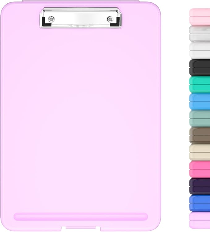 Hongri Clipboard with Storage, 8.5 x 11 Clip Board Foldable, Pale Pink | Bottom Opening, Size 13.4 x 9.4 X 0.9 in for Nurses, Teacher, Students, Classroom, School & Office Supplies