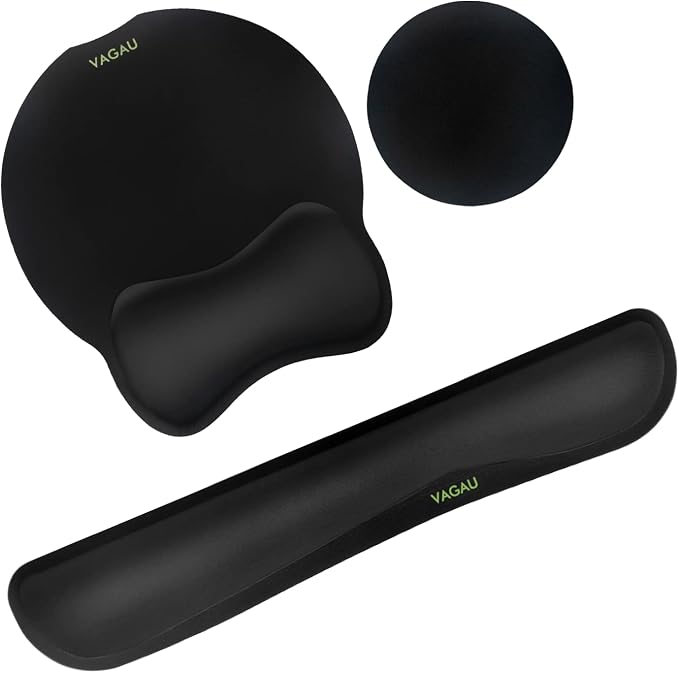VAGAU Premium Keyboard Wrist Rest and Mouse Pad Wrist Support | Ergonomic Memory Foam Set for Office, Laptop, Mac, Computer and Gaming, Comfortable Typing &Wrist Pain Relief