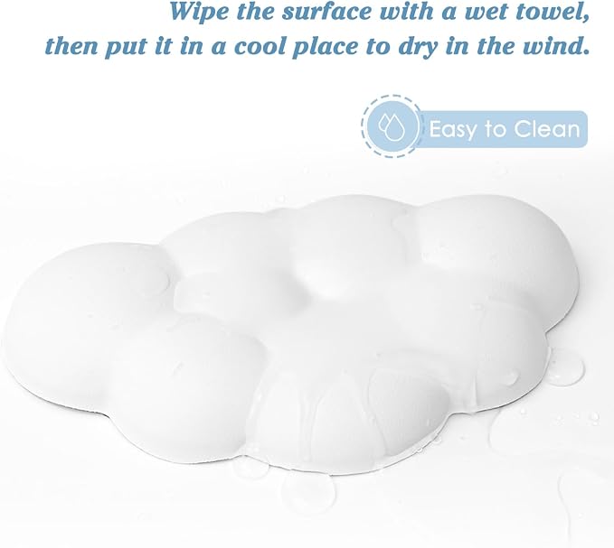 Cloud Wrist Rest Cushion for Mouse Ergonomic Soft PU Leather Memory Foam Wrist Pain Relief Mouse Wrist Support Pad with Anti-Skid Base for Office School Home Laptop & Computer Mouse (White)