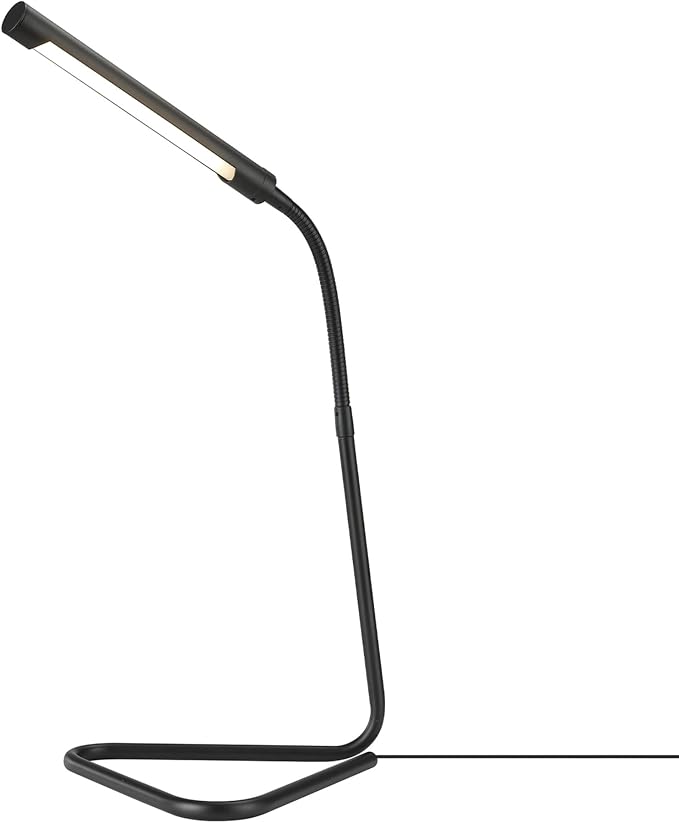 Globe Electric 56060 Arden 12" LED Integrated Desk Lamp, Adjustable Gooseneck, in-Line On Off Switch, USB Cable Included, 7 Watts, 200 Lumens,Black
