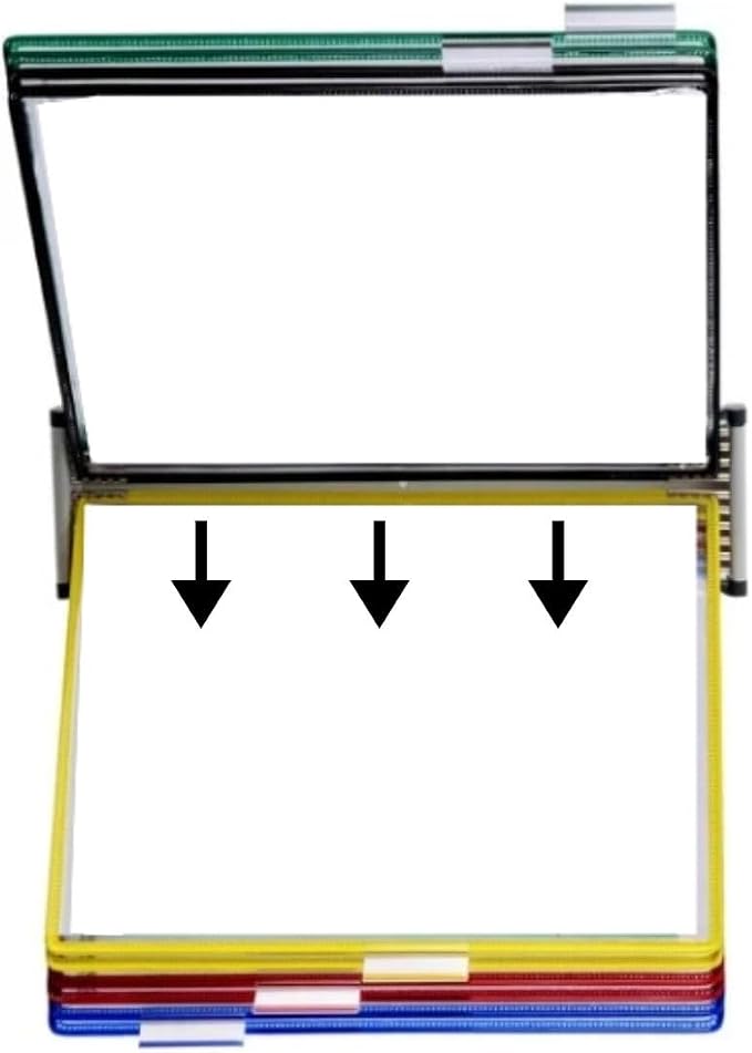 Tarifold Wall Mount Reference System, 10 Pockets, A4 Landscape, Assorted | 10 double-sided PVC pockets hold 20 A4 sheets, landscape orientation, sturdy wall-mount bracket, easy to install