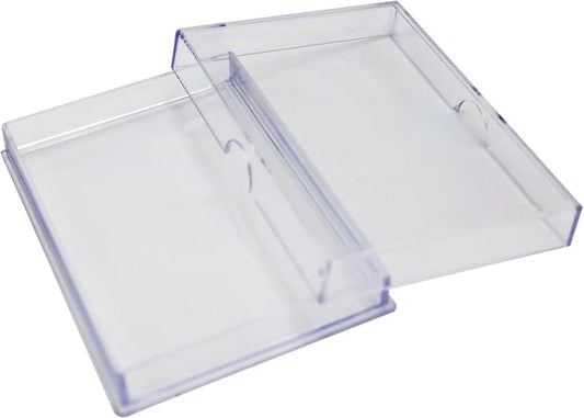 Gary Plastic Packaging 10 Pack Clear Acrylic Card Storage Boxes with Lids - 3 1/2" L x 2 1/2" W x 1/2" H Baseball Card Storage Box, Sports Card Boxes and Magic Card Storage Box - Made in USA