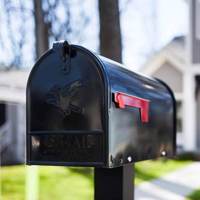 Architectural Mailboxes Elite Classic Galvanized Steel Post Mount Black Mailbox