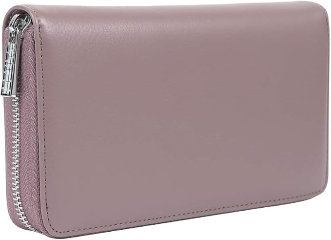 Women 36 Slots RFID Blocking Card Holder Large Long Leather Zipper Organizer Accordion Wallet,Grey Purple