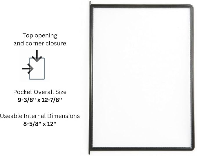 Tarifold Desktop Reference System, 10 Pockets, Easy-Load Design, Black | 10 double-sided polypropylene pockets hold 20 letter-size sheets, sturdy metal base, quick-find indexing, easy to assemble