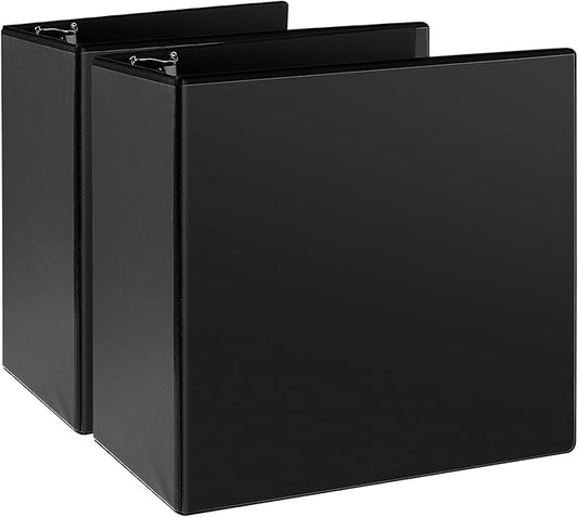 5" 3 Ring Binder, Standard 5-Inch Slant-D Ring Binder Fit Letter Size Paper, Presentation View Binders, 2 Packs, Black