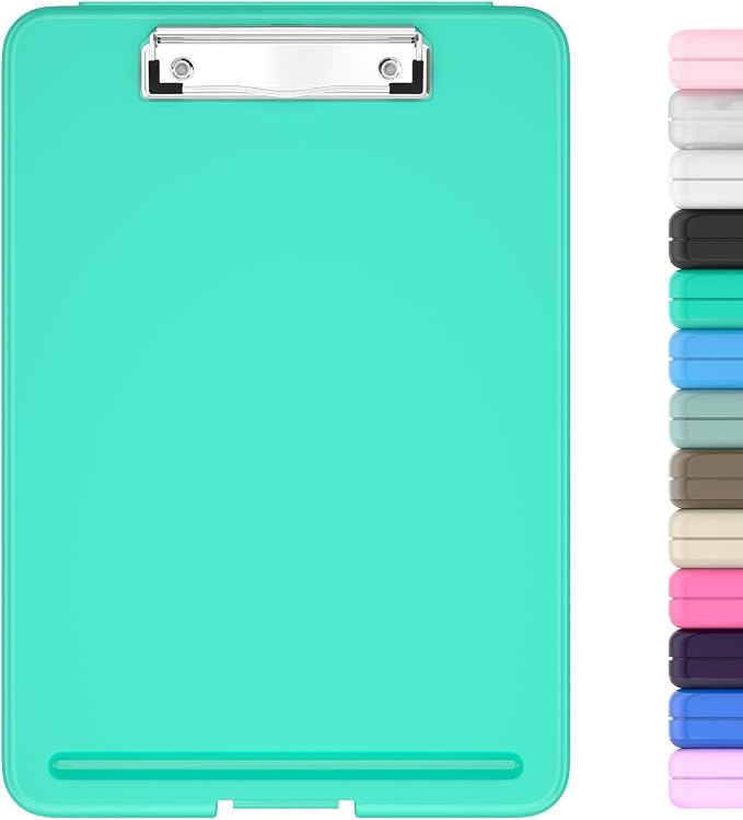 Hongri Clipboard with Storage, 8.5 x 11 Clip Board Foldable, Teal | Bottom Opening, Size 13.4 x 9.4 X 0.9 in for Nurses, Teacher, Students, Classroom, School & Office Supplies