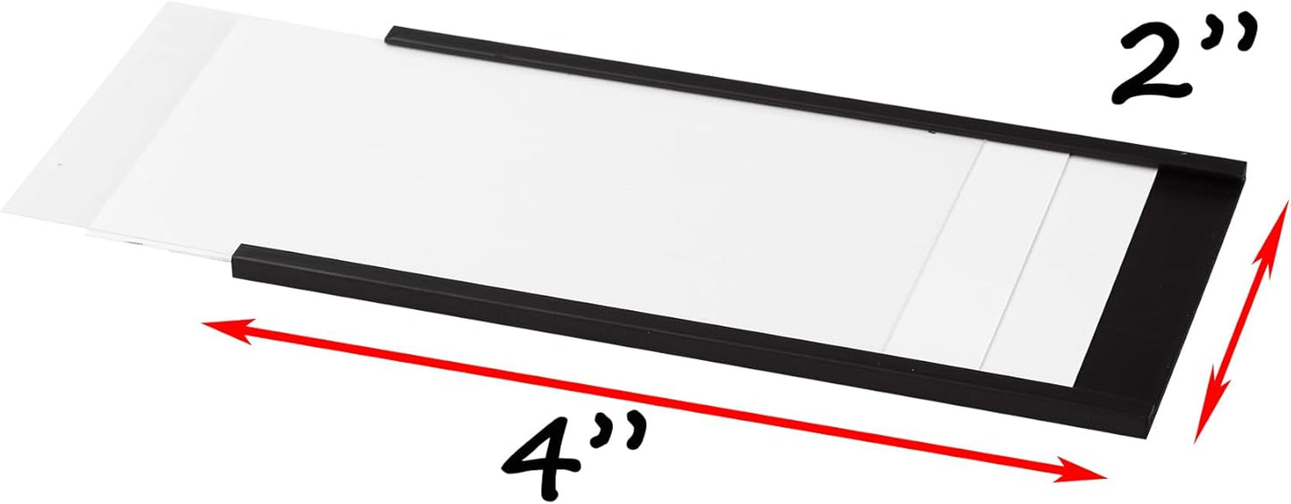 Realth C Channel Magnetic Label Holders 30 Pack 2'' x 4'' with Paper Inserts and Clear Plastic Protectors, Magnetic Data Card Holders File Cabinet Labels for Metal Racks and Shelves