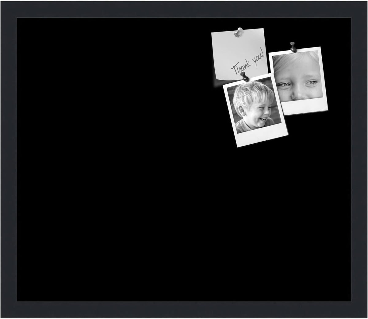 PinPix 20x17 Inch Cork Bulletin Board. This Decorative Framed Pin Board Comes with Solid Black Design and a Satin Black Frame. Ideal for Home Office Decor or Message Board (PinPix-622)