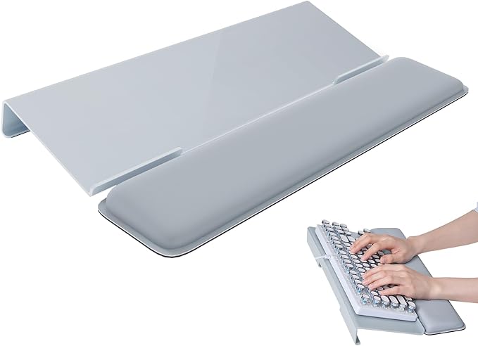 Laborio Computer Keyboard Wrist Rest, Keyboard Riser Stand for Desktop | Gray, Ergonomic Acrylic Keyboard Holder, Non-slip Wrist Pad, Pain Relief for Typing, Multiple Colors