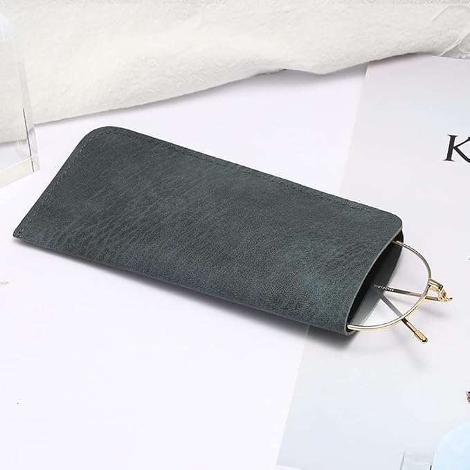 DIYOMR 6 Pack Soft Leather Eyeglass Bags Portable Unisex Glasses Pouch Multiple Pens Sleeve Case Classic Color for Business Men Women Teen Student Scholars