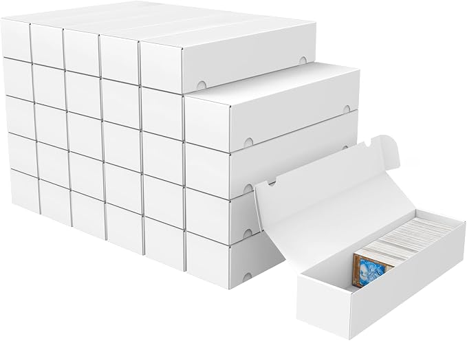 Trading Card Storage Box, 30-Pack 1100 Count White Corrugated Cardboard Bulk Sports Storage Box for TCG/Magic/Mtg Basketball Cards, Collectible Trading Cards