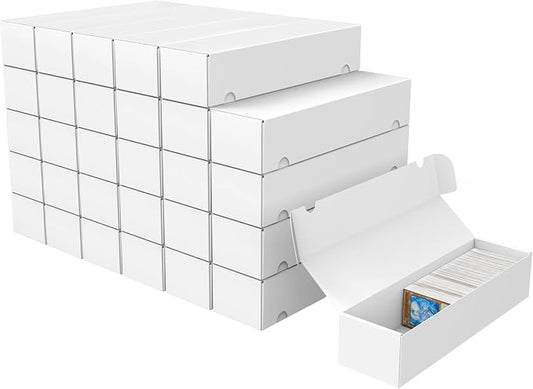 Trading Card Storage Box, 30-Pack 1100 Count White Corrugated Cardboard Bulk Sports Storage Box for TCG/Magic/Mtg Basketball Cards, Collectible Trading Cards