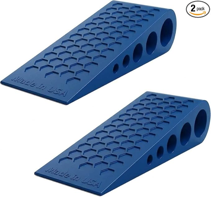 Door Stoppers for Bottom of Door Premium Floor Rubber Door Stop Wedge Made in USA Heavy Duty Honeycomb Design for Carpet, Tile, Ideal for Home, School, Commercial, Blue 2-Pack