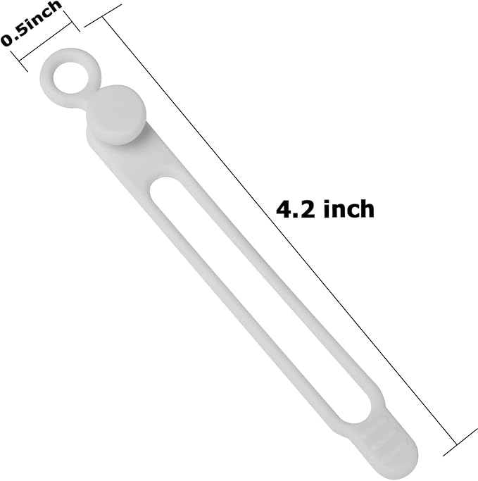 16Pcs Silicone Cable Ties Cord Organizer for Bundling Earphone, Phone Charger, Computer Cords, Reusable Wire Cable Management in Home,Office,Kitchen,School,Travel (White)