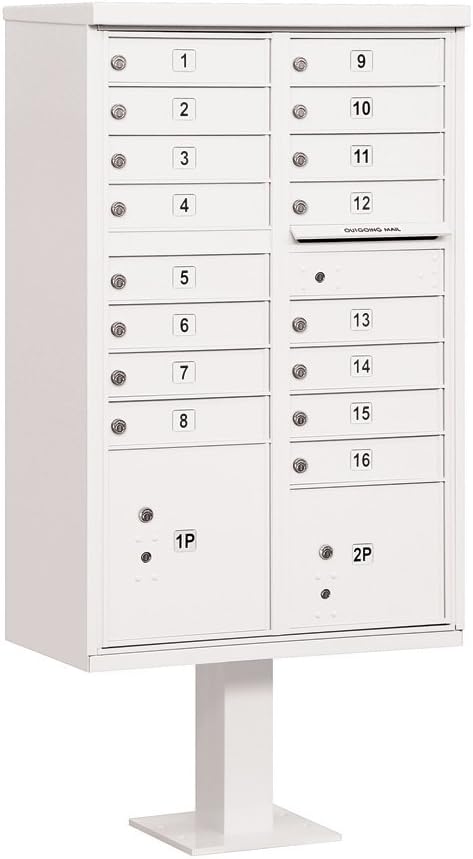 Salsbury Industries 3316WHT-U 16 A Size Doors, Type III Cluster Box Unit, White, for use with USPS Lock