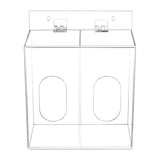 QWORK Acrylic Mask and Glove Dispenser Box 2 Pack – Space-Saving Double Compartment Holder