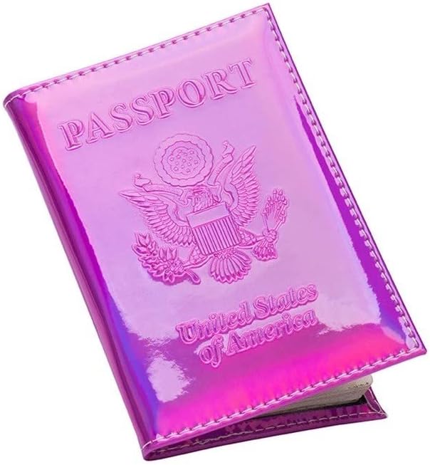 Chrome Passport Cover Vaccine Card Holder Combo, Passport Holder with Vaccine Card Slot (Pink)