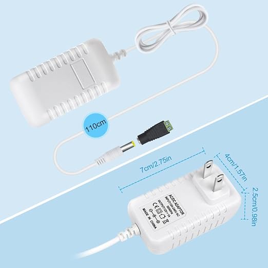12V Power Supply, 12 Volt 1A 12W DC Power Supply, White LED Power Adapter, AC 110V to 12V Wall Mounted Transformer Plug for LED Strip Lights with 5.5/2.1 DC Female Connector, 3 Pack