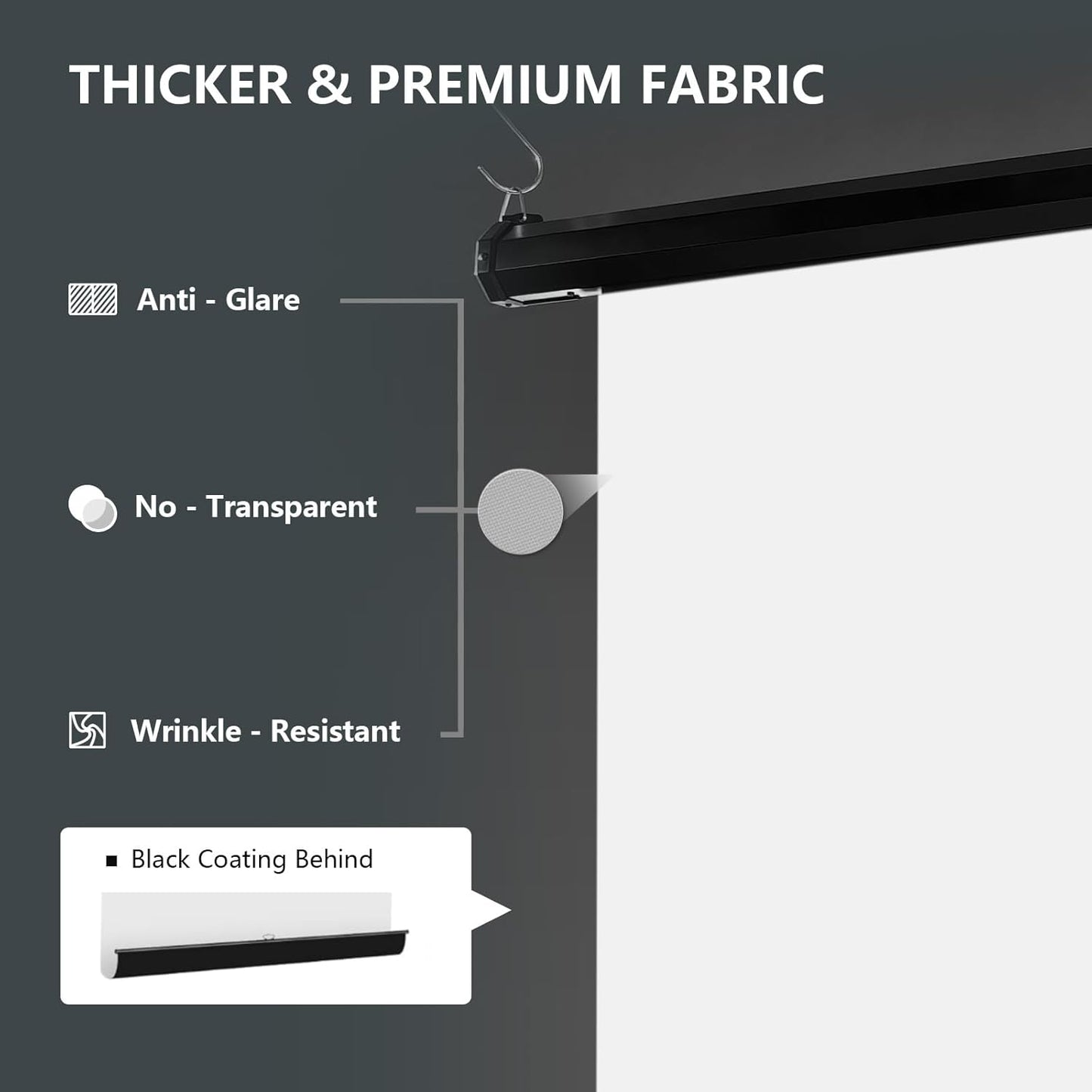 RAUBAY Motorized Pull Down White Screen Backdrop - 78.7" x 86.6" Collapsible Wall-Mount Background for Professional Video Production, Photography Studio, Video Conferencing and YouTube, TikTok Creator