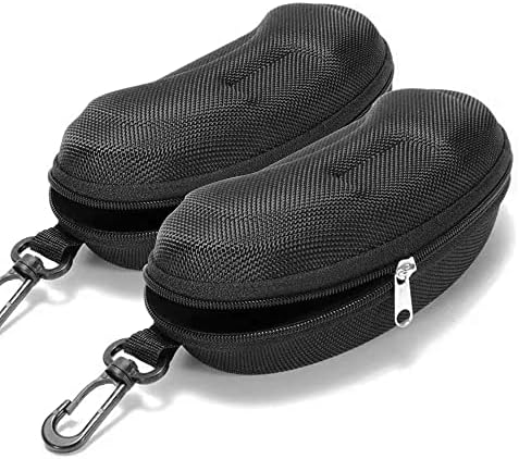 Yamrots 2 Pcs Zipper Hard Sunglasses Cases Portable Travel Eyeglasses Cases with Plastic Hook