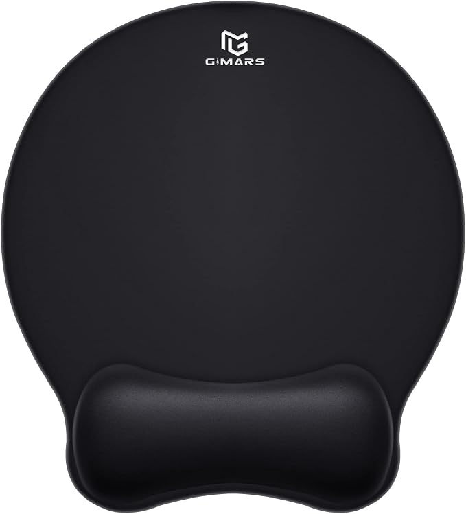 Gimars Upgrade Round Mouse Pad with Wrist Rest, Enlarge Smooth Superfine Fibre Memory Foam Ergonomic Comfortable Gaming Mousepad with Nonslip Base for Pain Relief, Laptop Computer Office, 10.8 x 9.7''