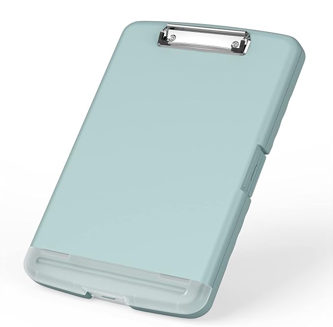 Rimilak Clipboard with Storage, 8.5 x 11'' High Capacity Clip Board, Green | Smooth Writing, Side-Opening Plastic Folder with Pen Holder, Size 14.2 x 9.6 x 1.2″ ,for Classroom, Teacher, Student
