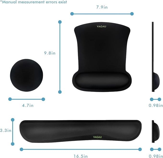 VAGAU Premium Keyboard Wrist Rest and Mouse Pad Wrist Support | Ergonomic Memory Foam Set for Office, Laptop, Mac, Computer and Gaming, Comfortable Typing &Wrist Pain Relief