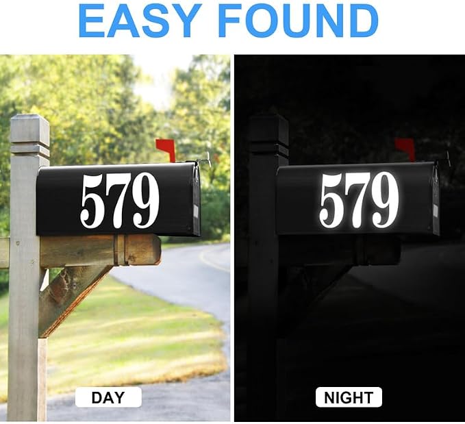 White Mailbox Numbers for outside, Vinyl Waterproof Mailbox Number Stickers, Address Numbers for House, House Numbers for Outside(3 inch, 8 sets)