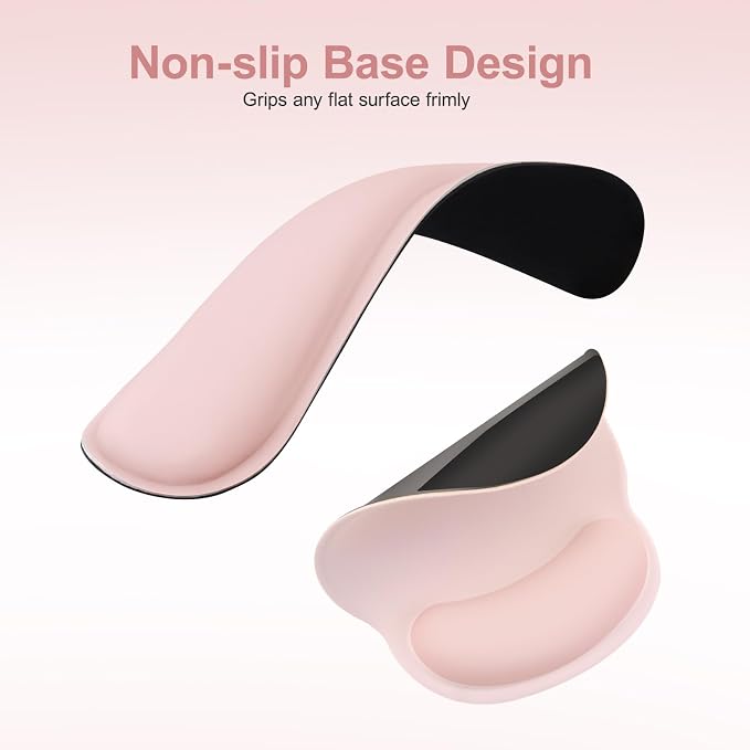 MOSISO Wrist Rest Support for Mouse Pad&Keyboard Set, Chalk Pink | Streamline Ergonomic Mousepad&Coaster Non-Slip Base Home/Office Pain Relief&Easy Typing Pad with Soft Cloth&Silicone Lining