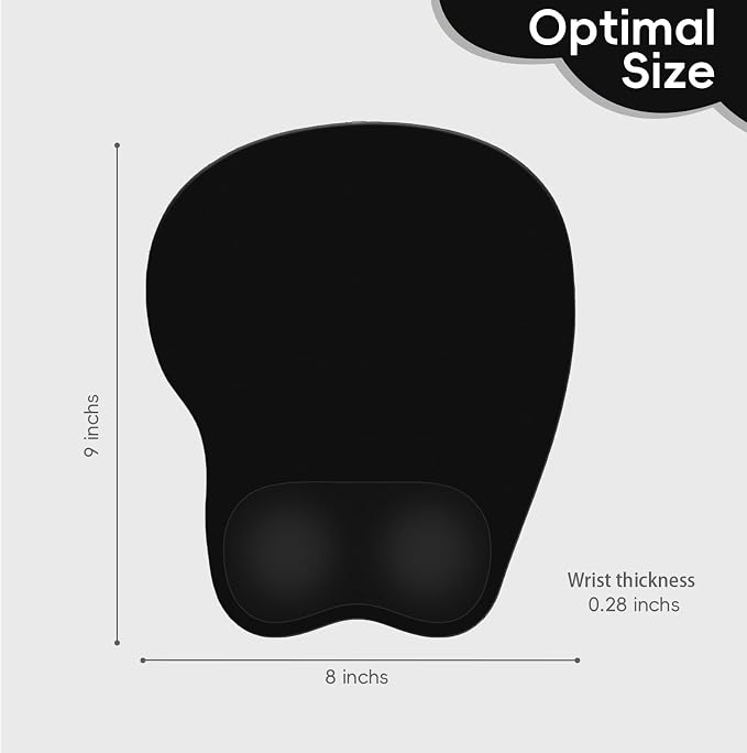 Ergonomic Mouse Pad,Non Slip Mousepad Wrist Rest Support for Office, Computer, Laptop & Mac(A-Black)