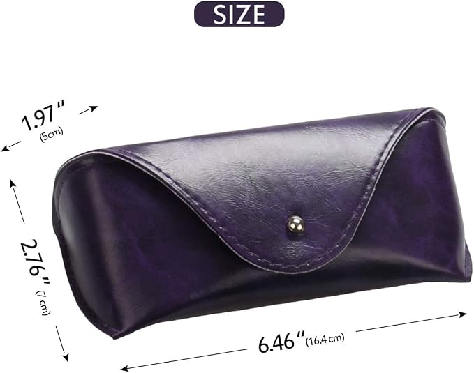 LogHog Portable Leather Glasses Case,Flexible Sunglasses Pouch Slim Case for Women Men Horizontal Eyeglass Case