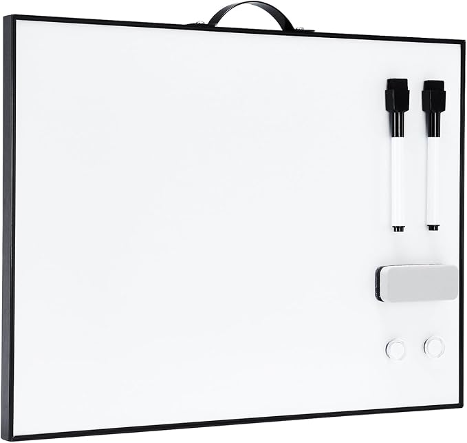 Small White Board - 12 X 16 Inches Portable Aluminum Frame Magnetic Dry Erase Board with Holder, to Do List Notepad for Office, Home, School