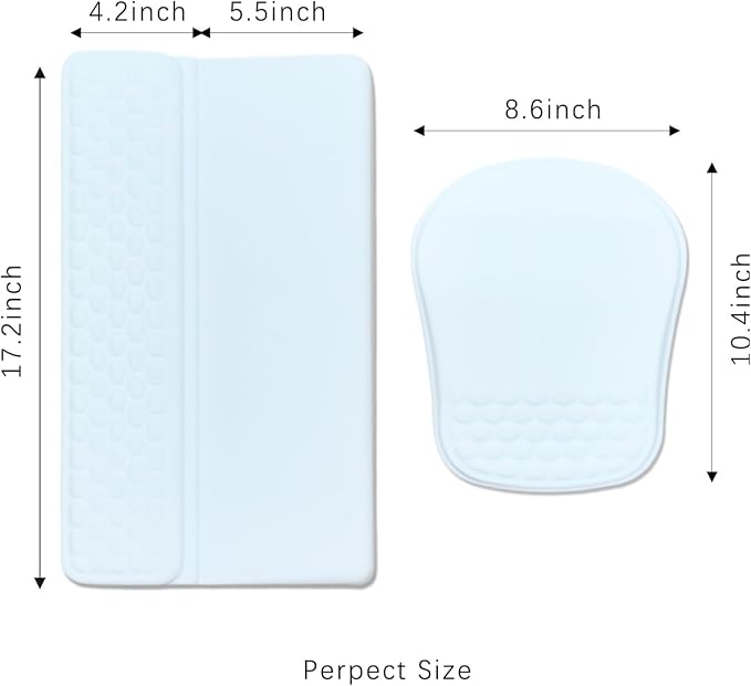 Keyboard Wrist Rest -Ergonomic Keyboard Stand with Wrist Rest- with Carpal Tunnel Pain Relief Massage Bumps and Full Memory Gel Design - Ideal Frequent Computer (White)