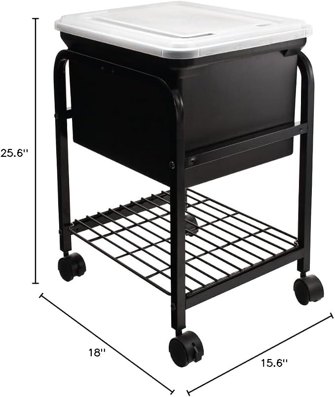 Advantus Hanging Rolling File Cart with Clear Lid, 15-5/8 in. x 18 in. x 25-5/8 in., Black, 1 Count