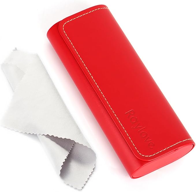 RayLove Hard Shell Glasses Case, Lightweight Leather Eyeglass Case, Travel-Friendly Sunglasses Protector for Men & Women